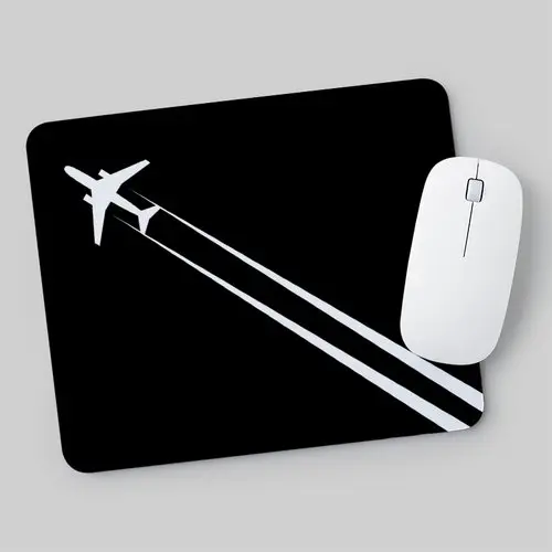 White On Black Contrail Mouse Pad